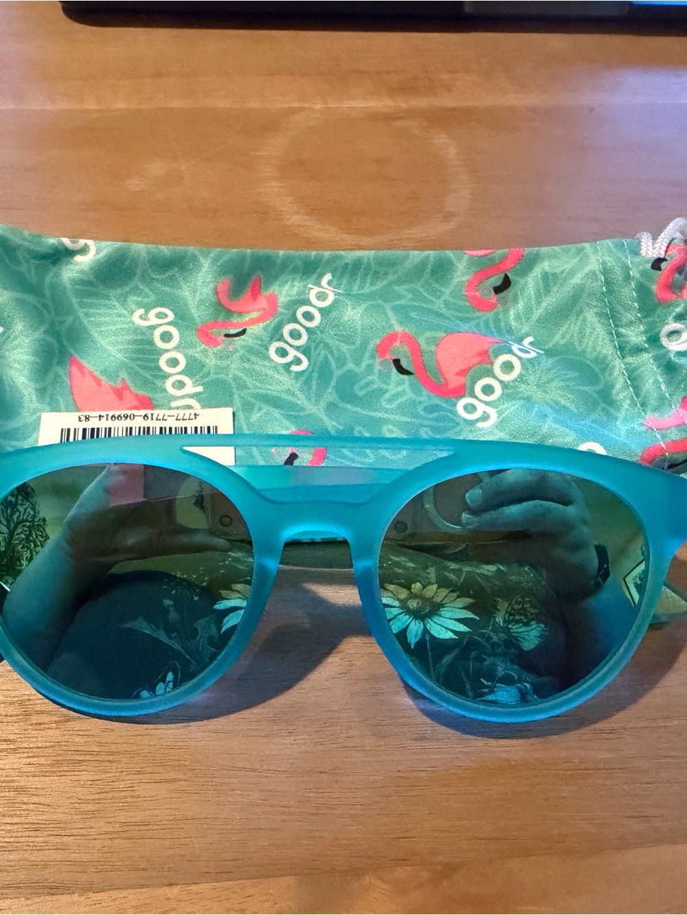 Goodr Teal Mirrored Round Sunglasses - Picture 2 of 4